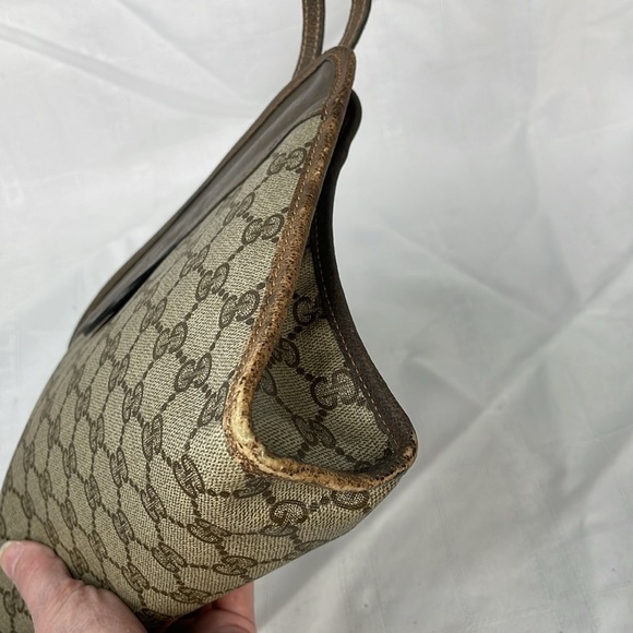 Vintage Gucci Monogram GG Supreme Canvas Leather Clutch Wristlet Bag Hinge - Picture 11 of 17